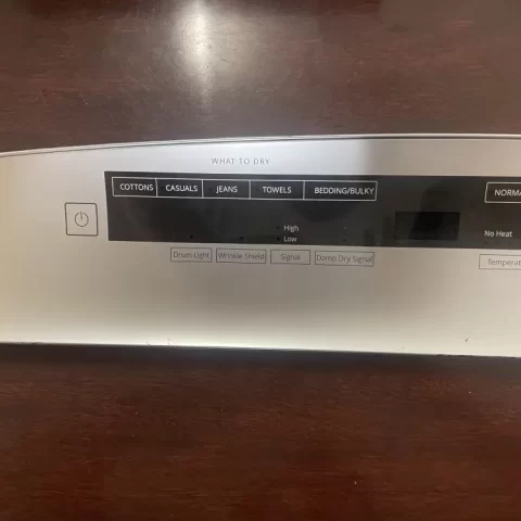 Whirlpool W11124277 Dryer Control Board Overlay Touchpad Panel